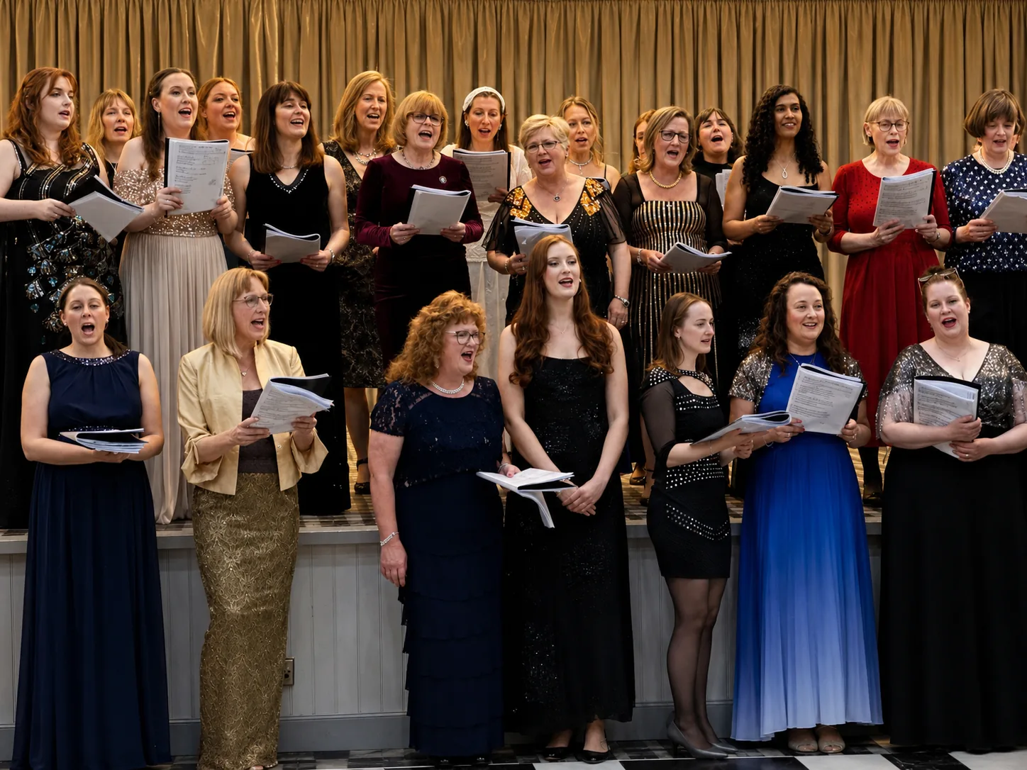 The team's original Edinburgh Popular Music Choir performing on stage