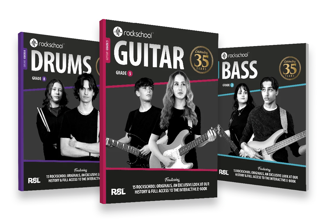 Rockschool 35th anniversary edition — drums, guitar and bass